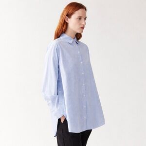 COS Oversized Blue & White Striped Button Down Shirt | NWT | Size 2